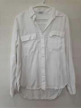 Aritzia Babaton White Utility Shirt 100% Lyocell Button Down Minimalist Sz S